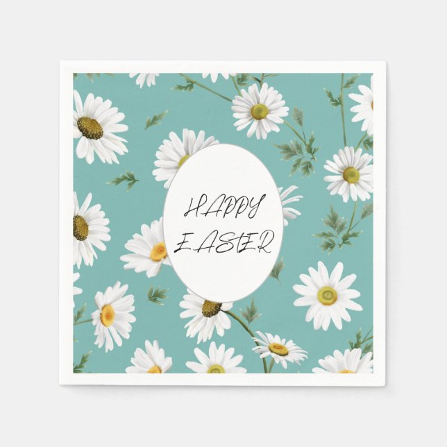 Daisy Aquamarin floral farbenfrohe Mustermärchen O Serviette (Vorderseite)