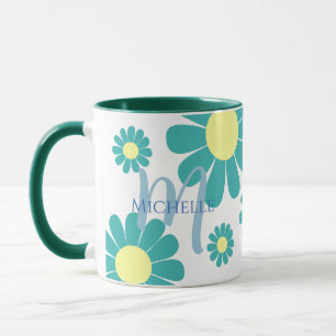 Daisy Aquamarin Monogram Tasse