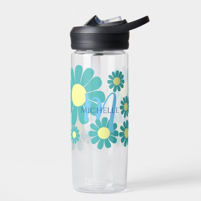 Daisy Aquamarin Monogram Trinkflasche (Links)