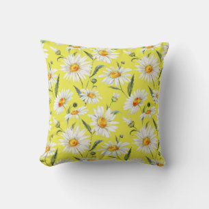 Daisy Aquarell, gelbes nahtloses Muster. Kissen