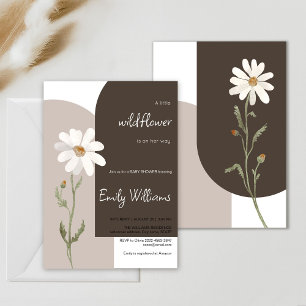 Daisy Aquarell minimalistische Babydusche Einladung