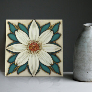 Daisy Art Deco Blumige Wanddekoration Art Nouveau Fliese