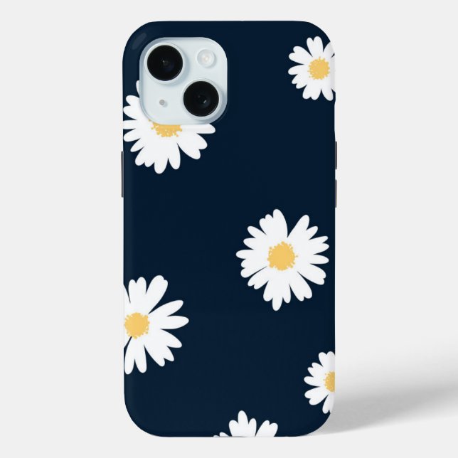 Daisy auf blauem Muster Case-Mate iPhone Hülle (Rückseite)