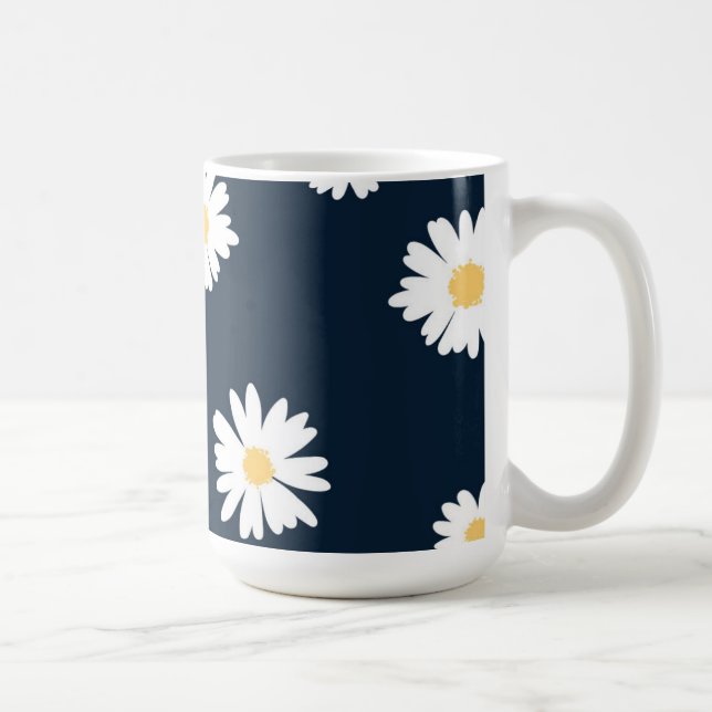 Daisy auf blauem Muster Kaffeetasse (Rechts)