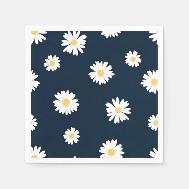 Daisy auf blauem Muster Serviette (Vorderseite)