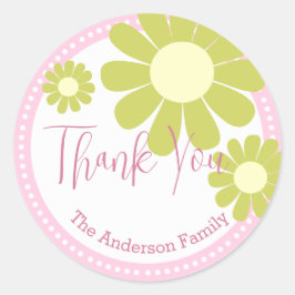 Daisy Baby Dusche Vielen Dank, dass Sie rosa Aufkl Runder Aufkleber
