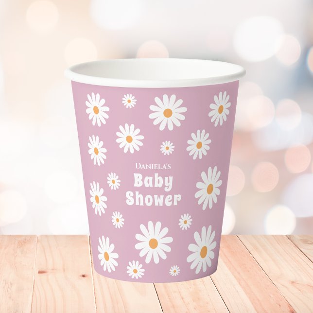 Daisy Baby Girl Dusche Pink Blume Power Pappbecher (daisy baby girl shower paper cups pink daisy wreath daisies flower power)