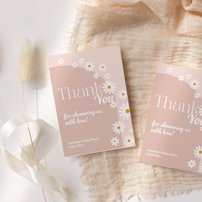 Daisy Baby in bloom Boho Girl Baby Shower Dankeskarte (Von Creator hochgeladen)