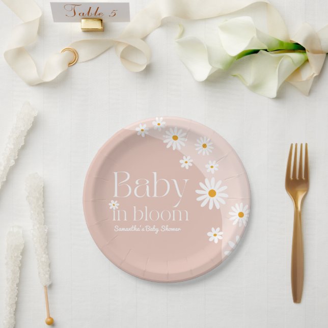 Daisy Baby in bloom Boho Girl Baby Shower Pappteller (Hochzeit)