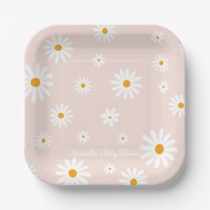 Daisy Baby in bloom Boho Girl Baby Shower Pappteller