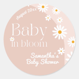Daisy Baby in bloom Boho Girl Baby Shower Runder Aufkleber
