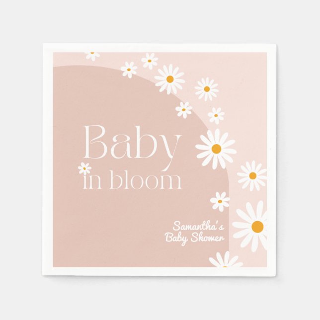 Daisy Baby in bloom Boho Girl Baby Shower Serviette (Vorderseite)