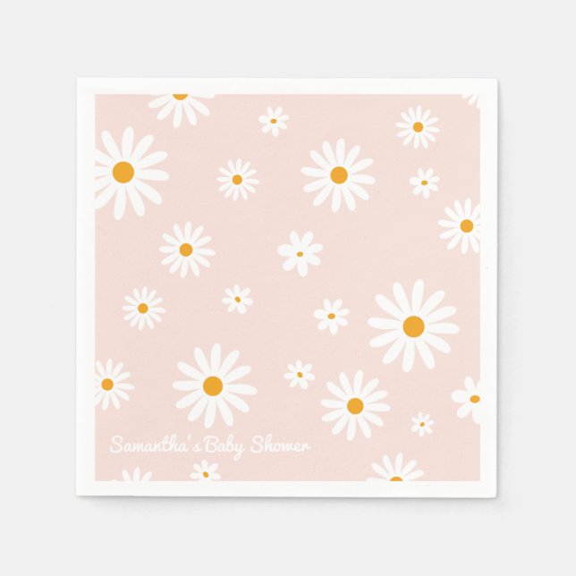 Daisy Baby in bloom Boho Girl Baby Shower Serviette (Vorderseite)