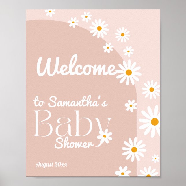 Daisy Baby in bloom Boho Girl Babydusche Begrüßung Poster (Vorne)