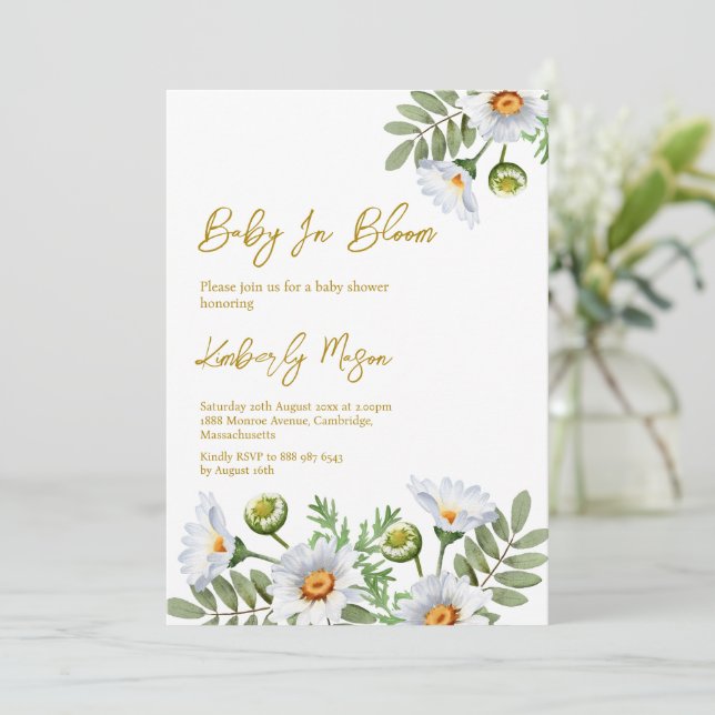 Daisy-Baby-Party Einladung (Stehend Vorderseite)