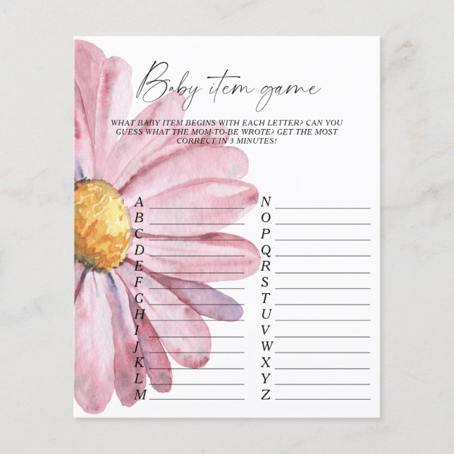 Daisy baby shower - Baby Item Game (Vorderseite)