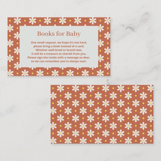 Daisy Baby Shower Buchwunsch Begleitkarte (Vorne/Hinten)