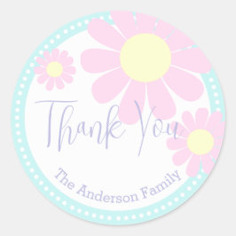 Daisy Baby Shower Danke Blue Sticker
