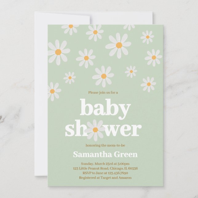 Daisy Baby Shower Einladung (Vorderseite)