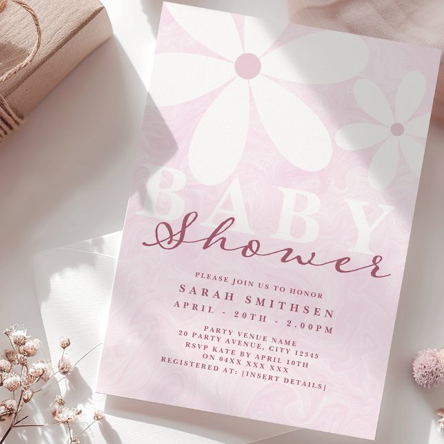 Daisy Baby Shower Pinks Einladung (Von Creator hochgeladen)