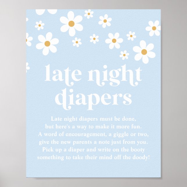 Daisy Baby Shower Spate Night Diapers Poster (Vorne)