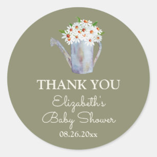 Daisy Baby Shower Vielen Dank Runder Aufkleber