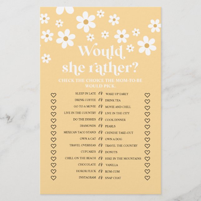 Daisy Baby Shower würde sie eher Game Flyer (Vorne)