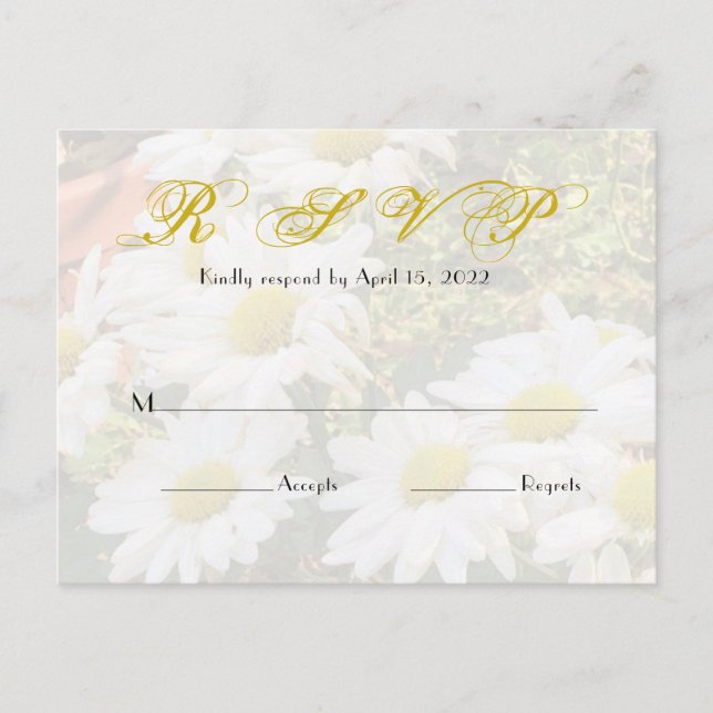 Daisy Background Fflügling Yellow Script Wedding Postkarte (Vorderseite)