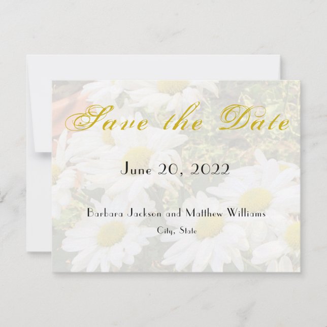 Daisy Background Yellow Script Save the Date (Vorderseite)