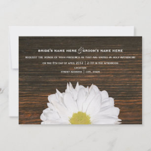Daisy & Barnwood Rustic Wedding Einladung