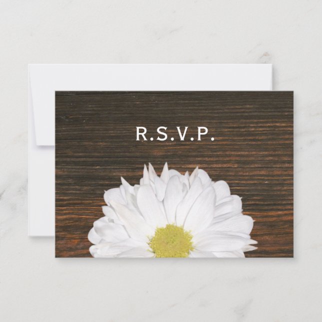 Daisy & Barnwood Rustic Wedding RSVP (Vorderseite)