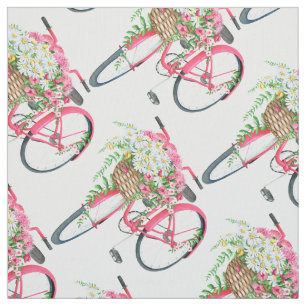 Daisy Basket Retro Rosa Fahrradmuster Stoff