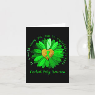 Daisy Be Kind Cerebra Palsy Awareness Green Ribbo Karte