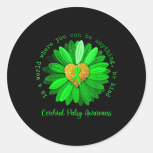 Daisy Be Kind Cerebra Palsy Awareness Green Ribbo Runder Aufkleber