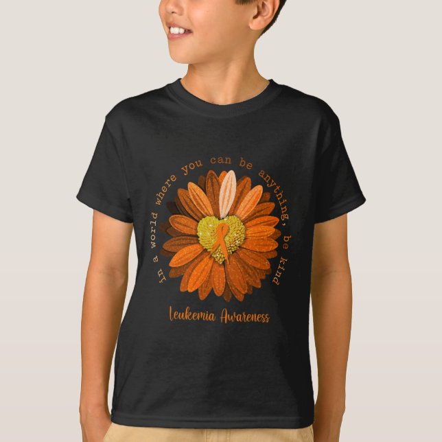 Daisy Be Kind Leukämie Awareness Orange Ribbon T-Shirt (Vorderseite)