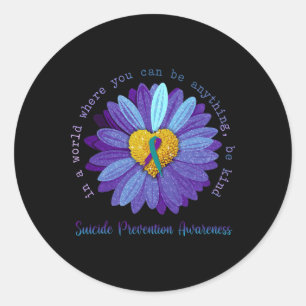 Daisy Be Kind Suizidprävention Awareness Aquamarin Runder Aufkleber