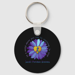 Daisy Be Kind Suizidprävention Awareness Aquamarin Schlüsselanhänger