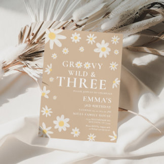 Daisy Beige Kindergeburtstag Einladung