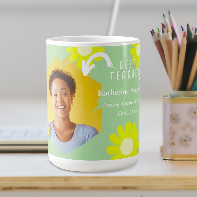 Daisy Best Teacher Foto Aquamarin Kaffeetasse (Daisy Best Teacher Teal Coffee Mug.)