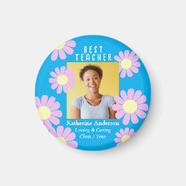 Daisy Best Teacher Foto Blue Magnet