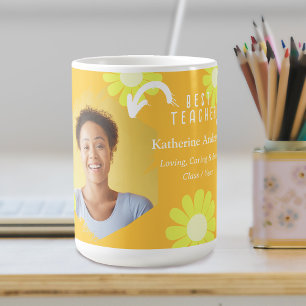 Daisy Bestes Lehrer Foto Gelb Orange Kaffeetasse