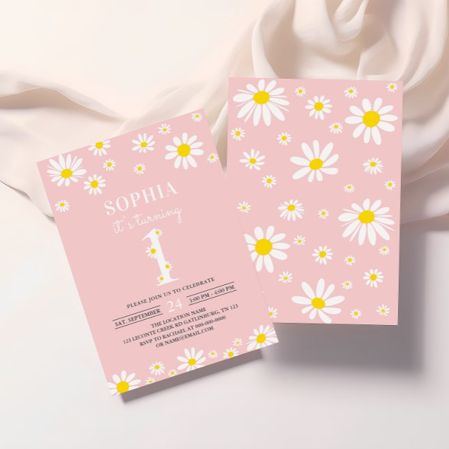 Daisy Birthday Party Bohmian 1. Geburtstag Einladung (Von Creator hochgeladen)