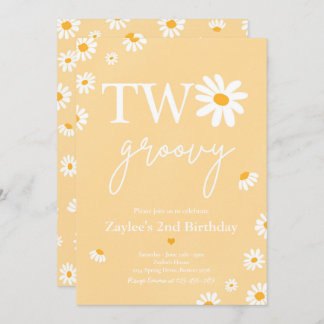 Daisy Birthday Party Bohmian Two Groovy Geburtstag Einladung