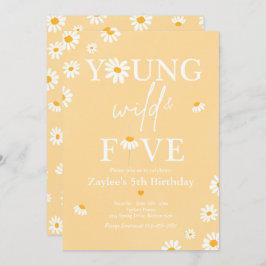 Daisy Birthday Party Bohmian Young Wild und fünf Einladung