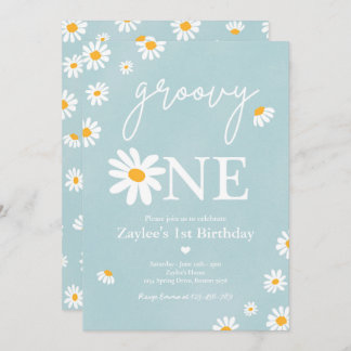 Daisy Birthday Party Boho Groovy 1. Geburtstag Einladung