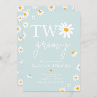 Daisy Birthday Party Boho Two Groovy 2. Geburtstag Einladung