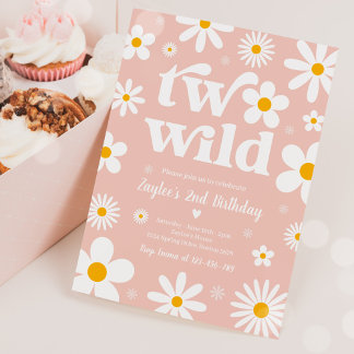 Daisy Birthday Party Boho Two Wild 2. Geburtstag Einladung