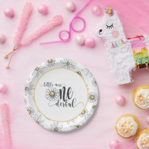 Daisy Birthday Plate - Kleine Miss ONEderful - Wh Pappteller
