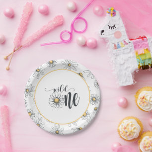Daisy Birthday Plate - Wild One - White Pappteller