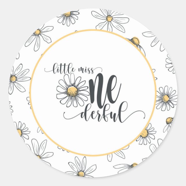 Daisy Birthday Sticker - Kleine Miss ONEderful - W (Vorderseite)